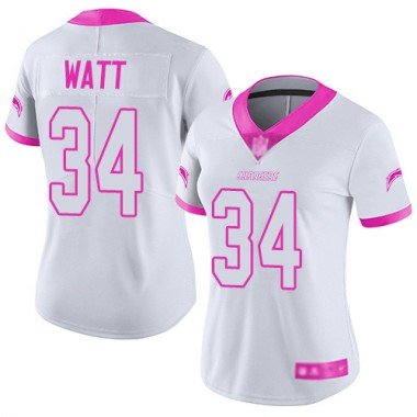 Los Angeles Chargers NFL Football Derek Watt White Pink Jersey Women Limited  #34 Rush Fashion->los angeles chargers->NFL Jersey